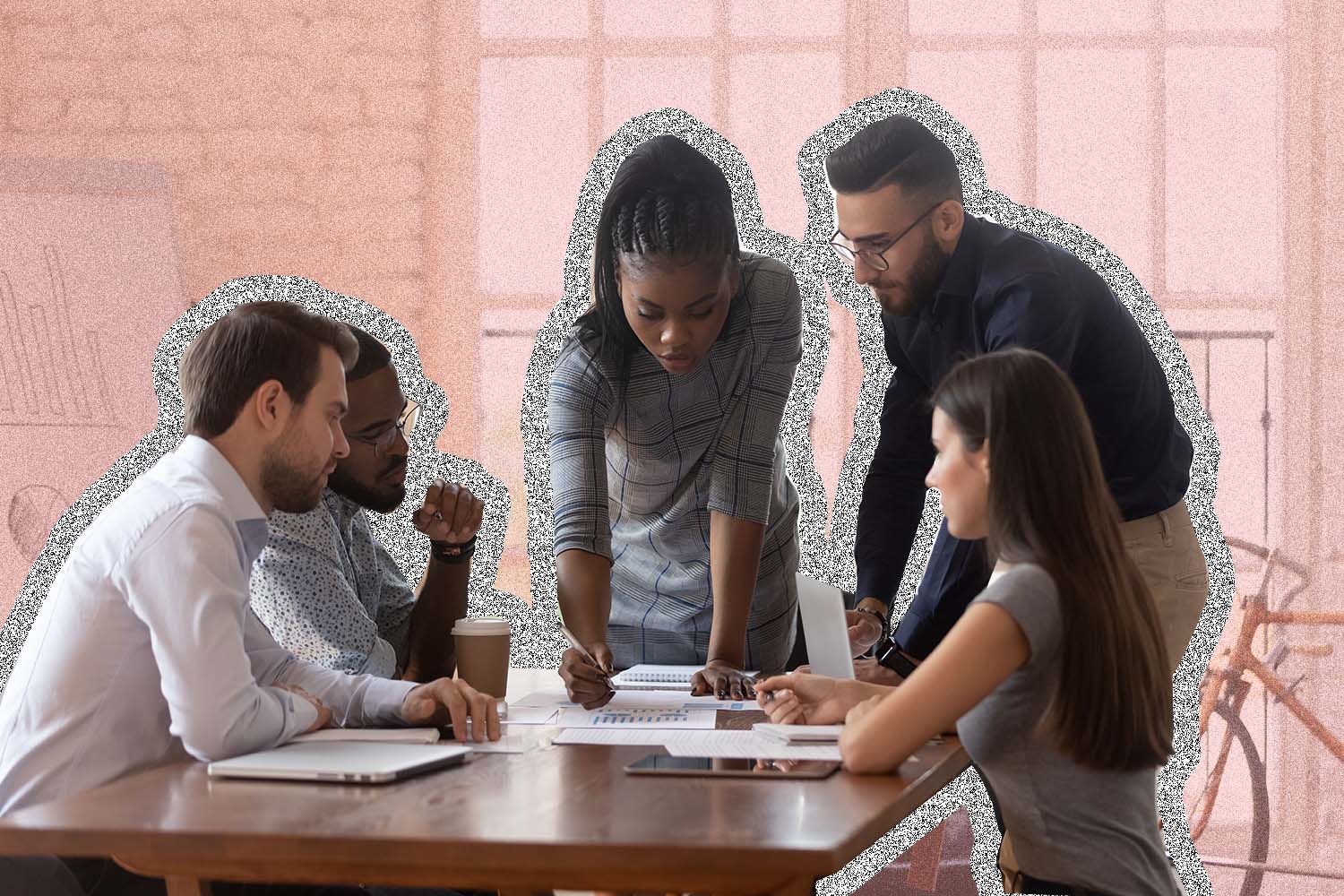 People gathered around a table working