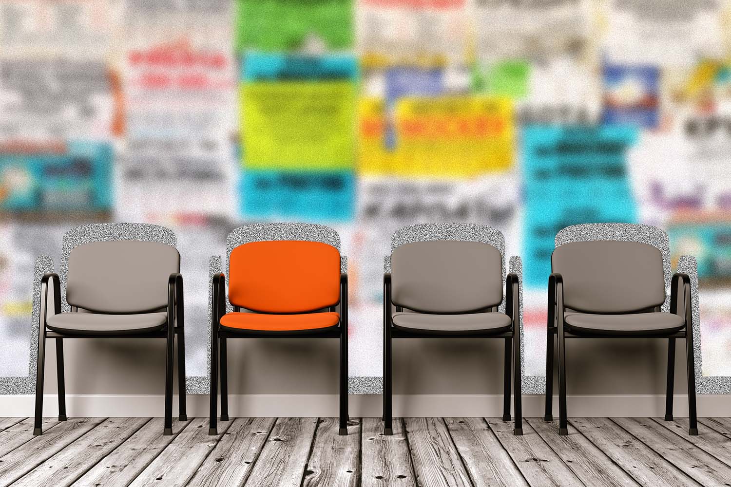 Chairs lined up against a wall