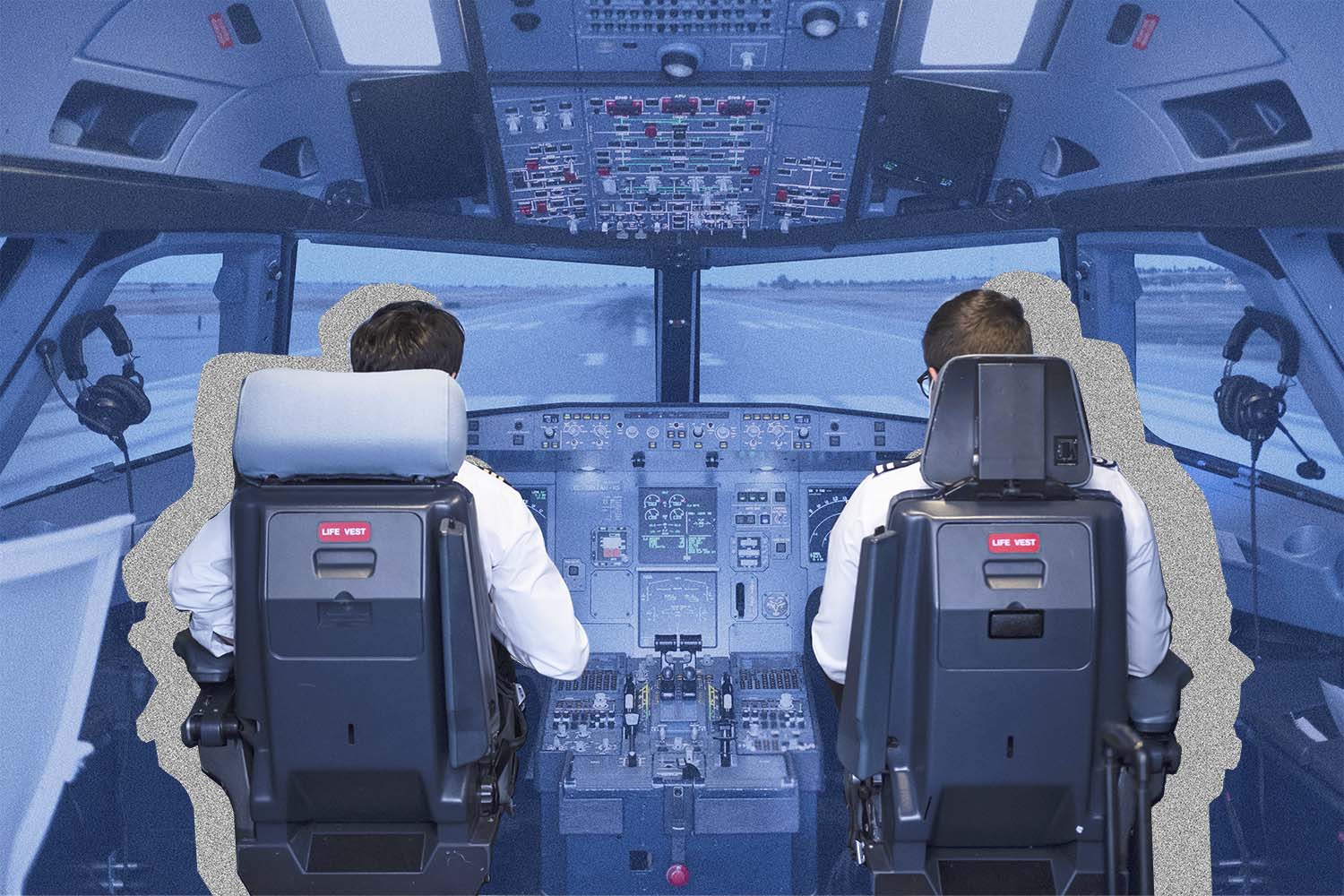 Two pilots in a cockpit