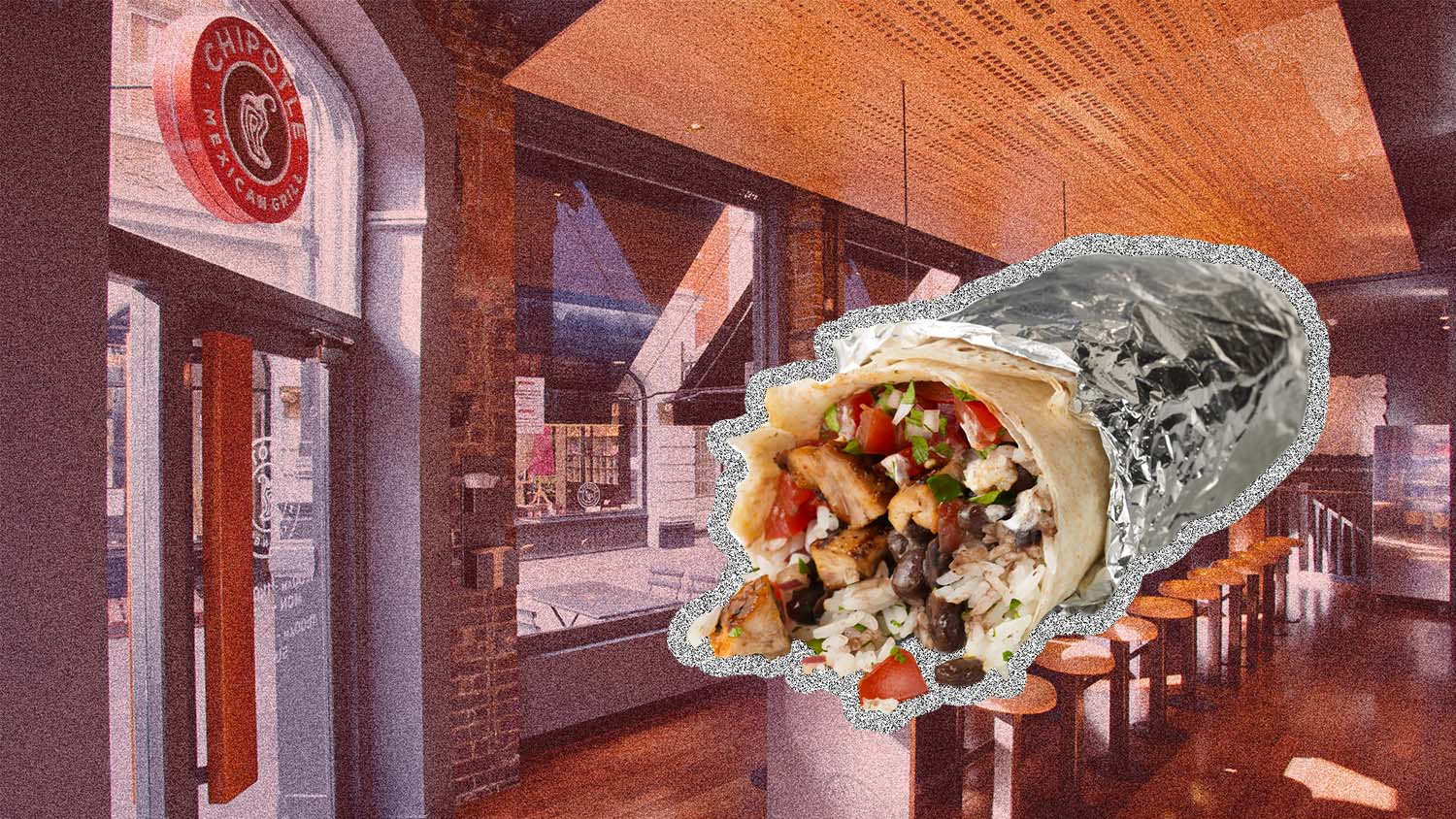 Chipotle burrito in a restaurant