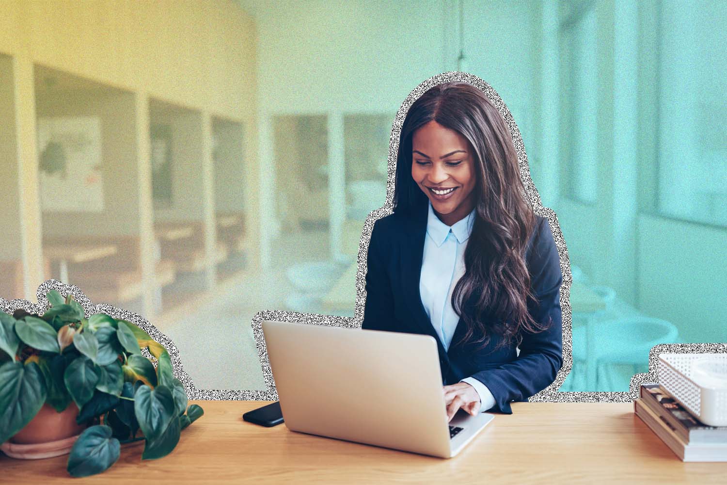 Black woman at a computer