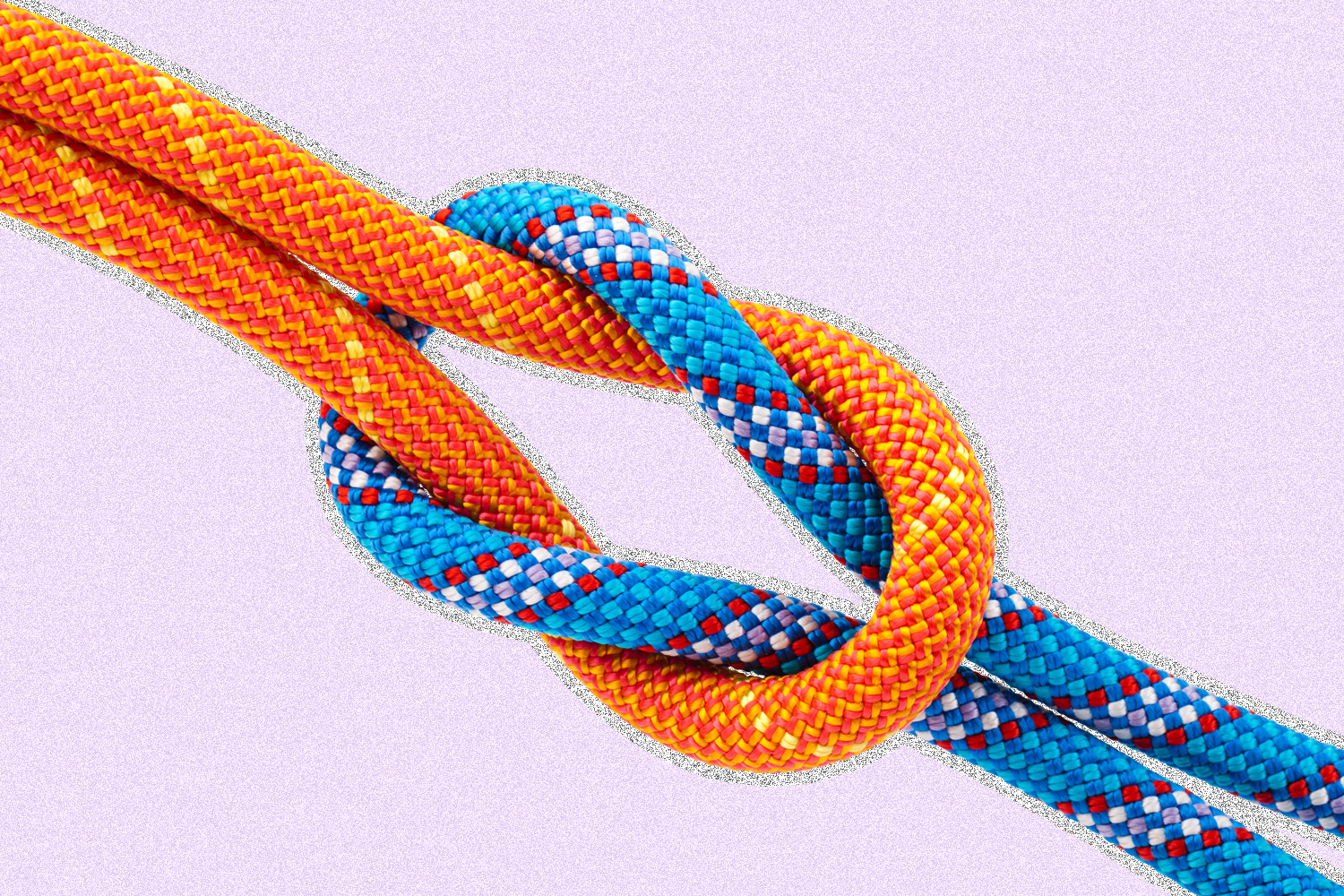 Knot of two multi-colored cords