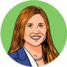 Trish Vassar illustrated headshot with green background