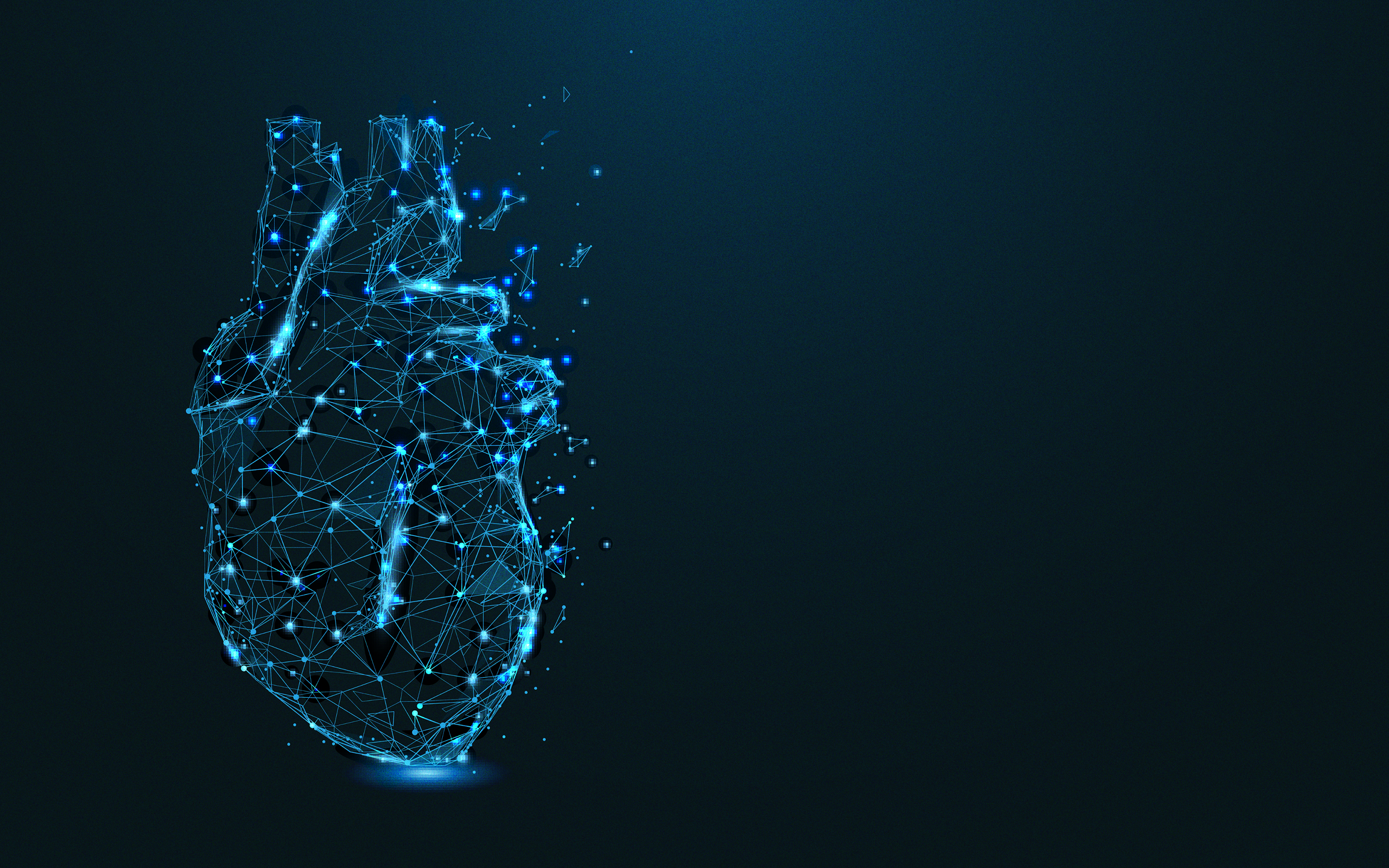 Illustration of a human heart in a cybernetic style