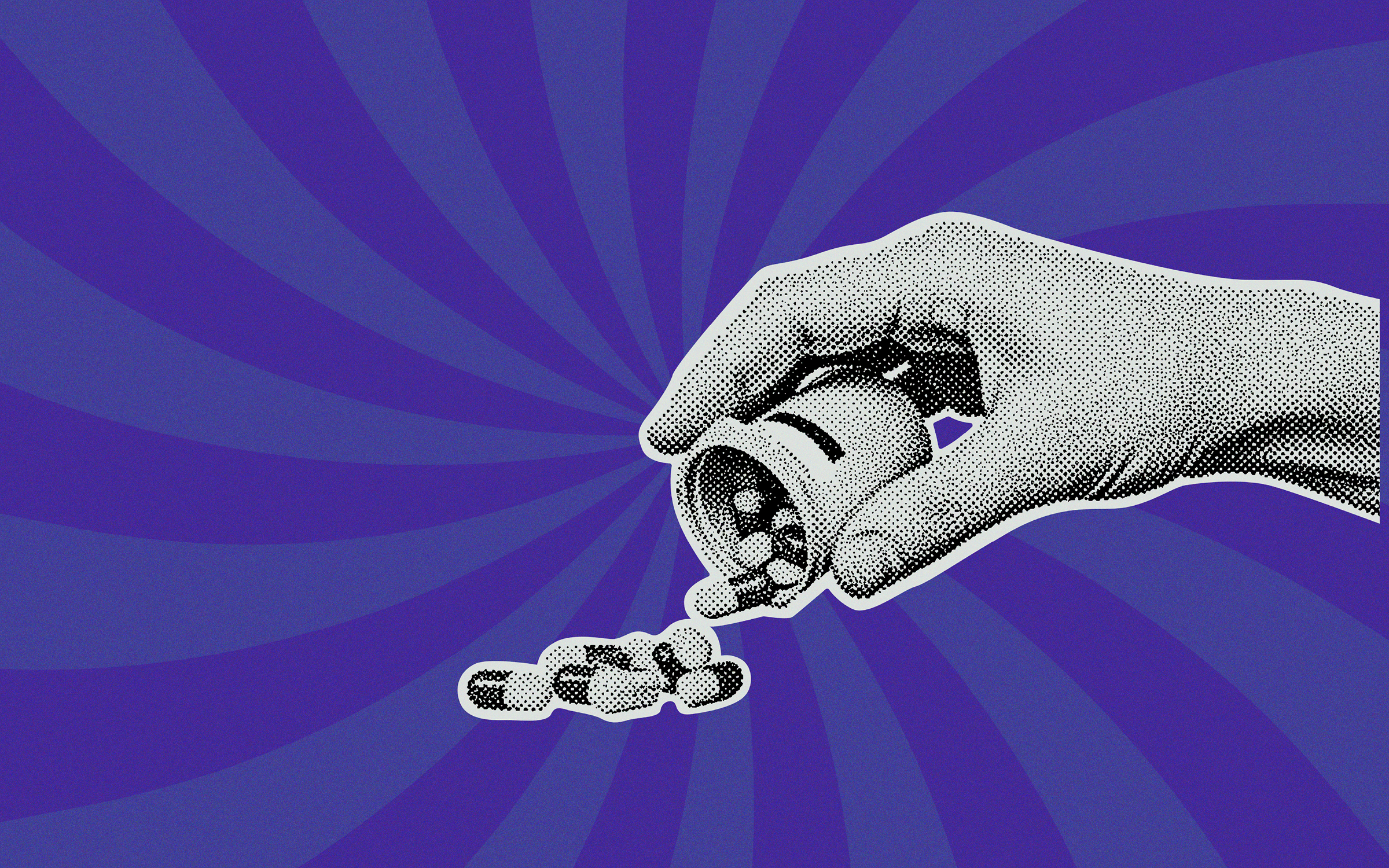 Image of a human hand holding a prescription bottle with the pills spilling around, representing medicine in healthcare, insurance, or prescription costs.